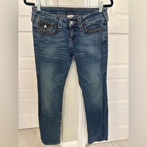 True Religion Jeans Billy Studded Womens 29 x 33 Low Rise Style 10572YF 90s Y2K